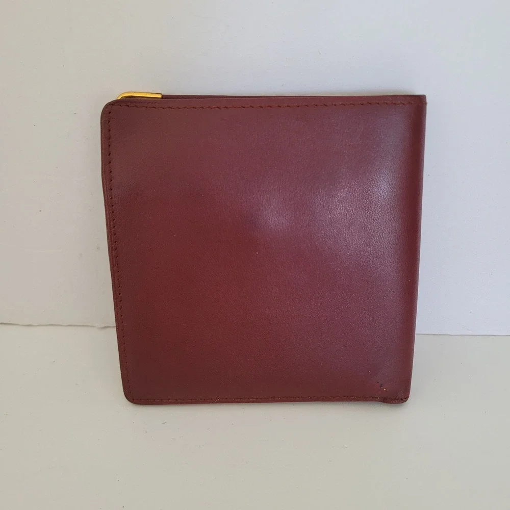 Cartier Must de Cartier Bifold Wallet Burgundy Leather Gold Corners Italy